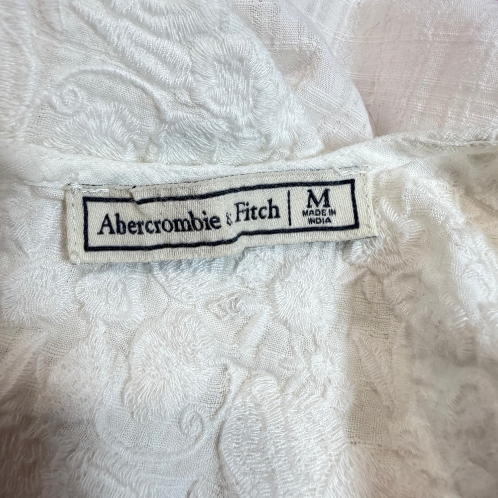 ABERCROMBIE & FITCH White Embroidered Lace Sleeveless Boho Pleated Tank Top‎ M - Picture 4 of 7